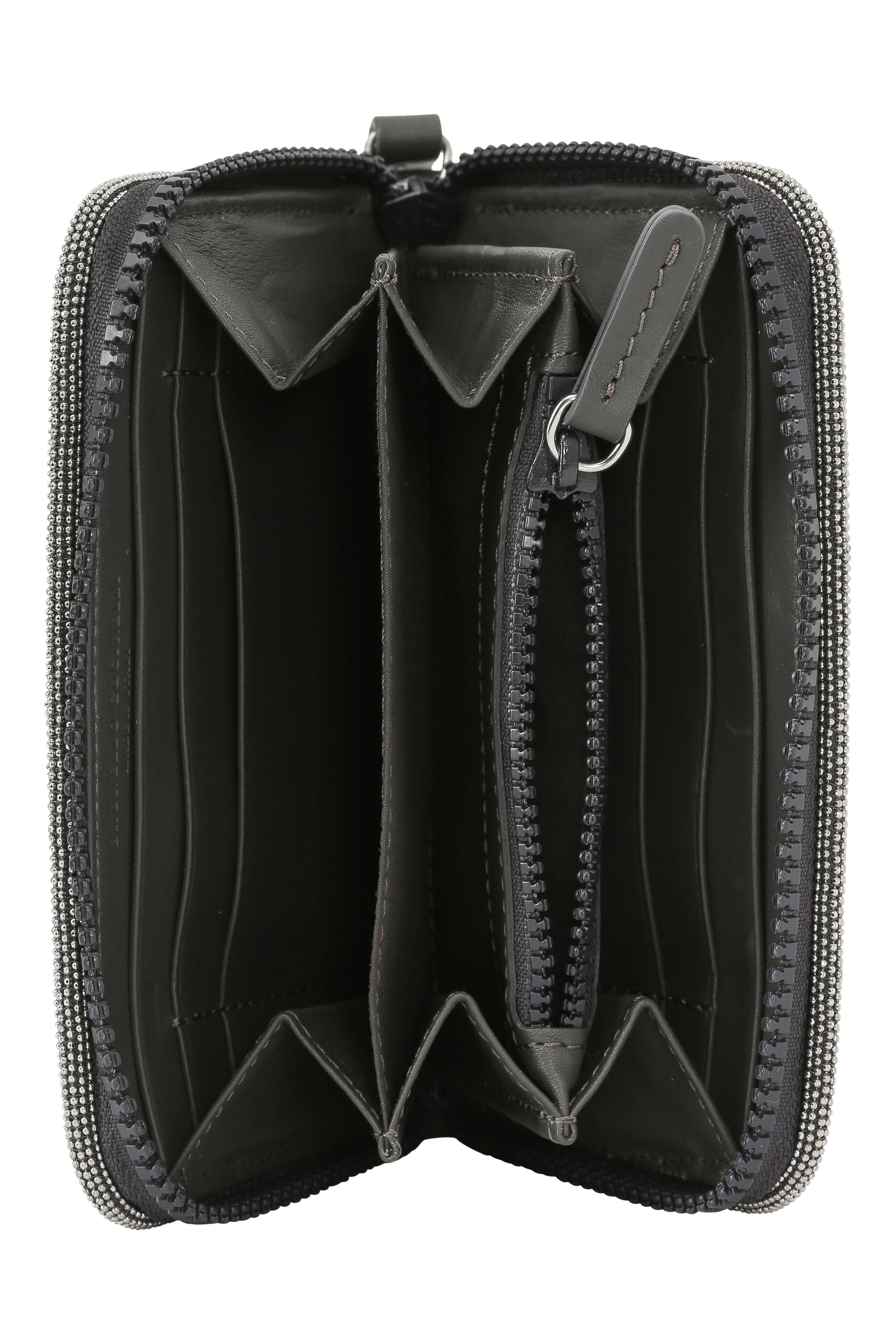 Brunello Cucinelli - Graphite Leather Monili Piped Small Zip