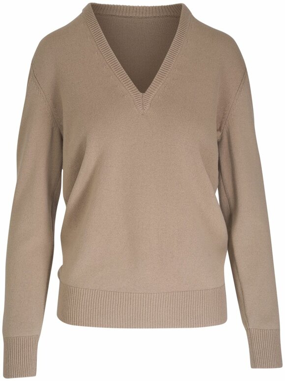 Michael Kors Collection - Sand Cashmere V-Neck Sweater 