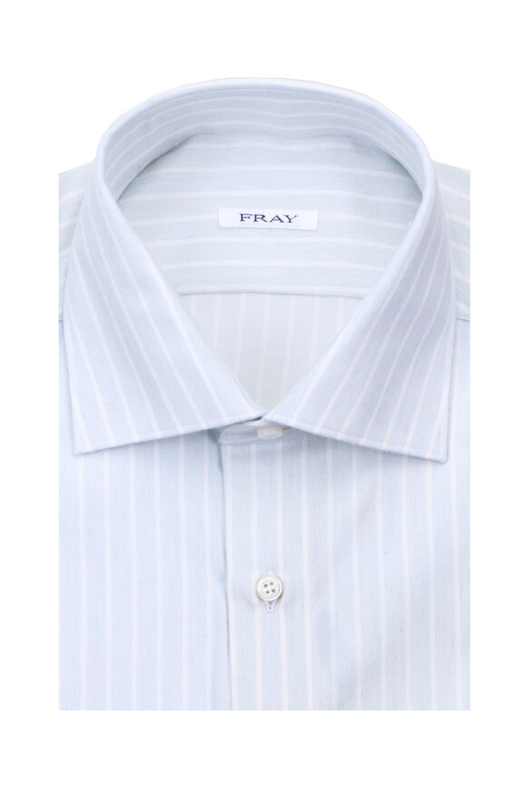 Fray Pale Blue Stripe Cotton Sport Shirt - view 1