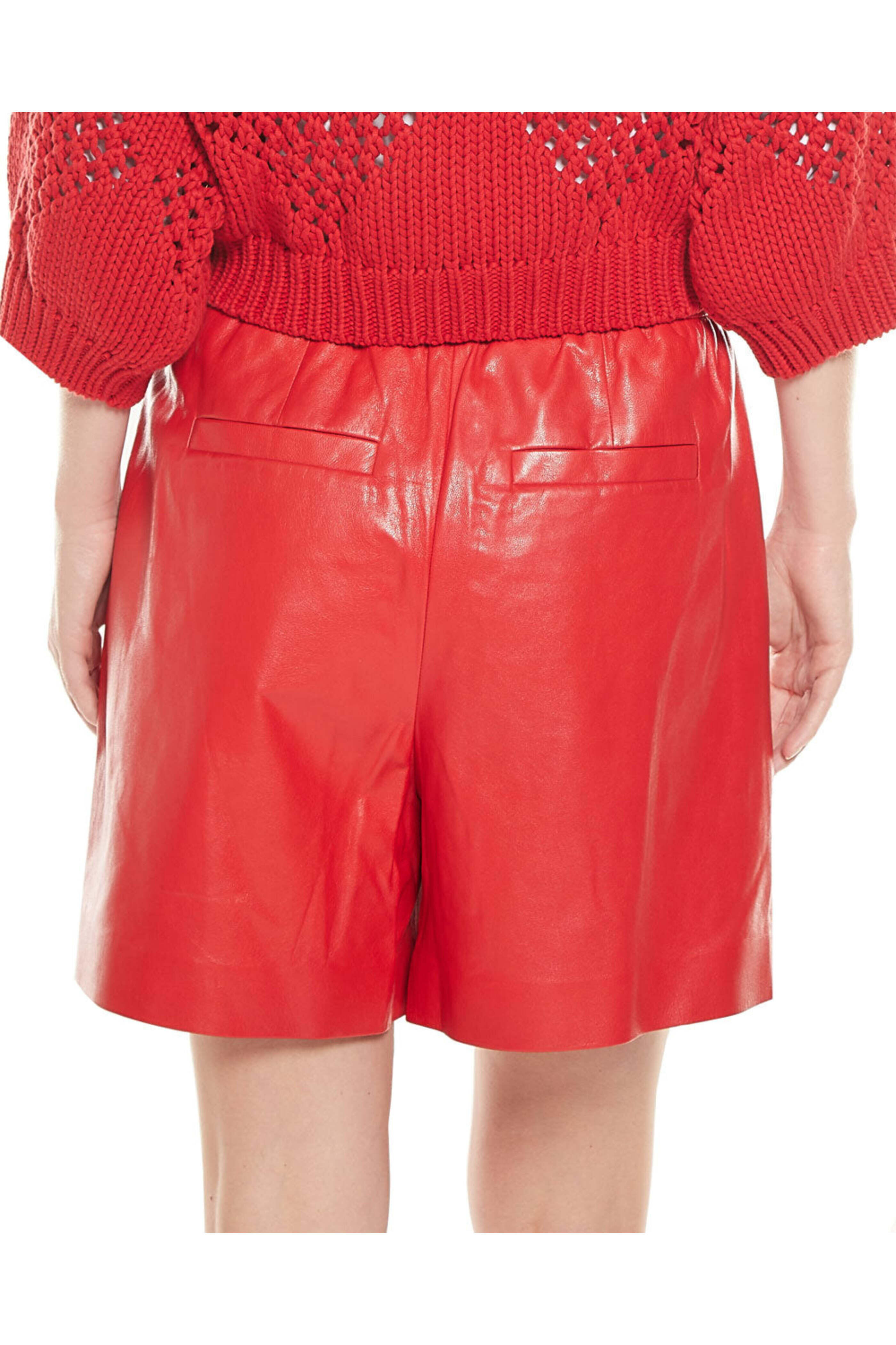 Brunello Cucinelli - Chili Red Leather Pull On Shorts