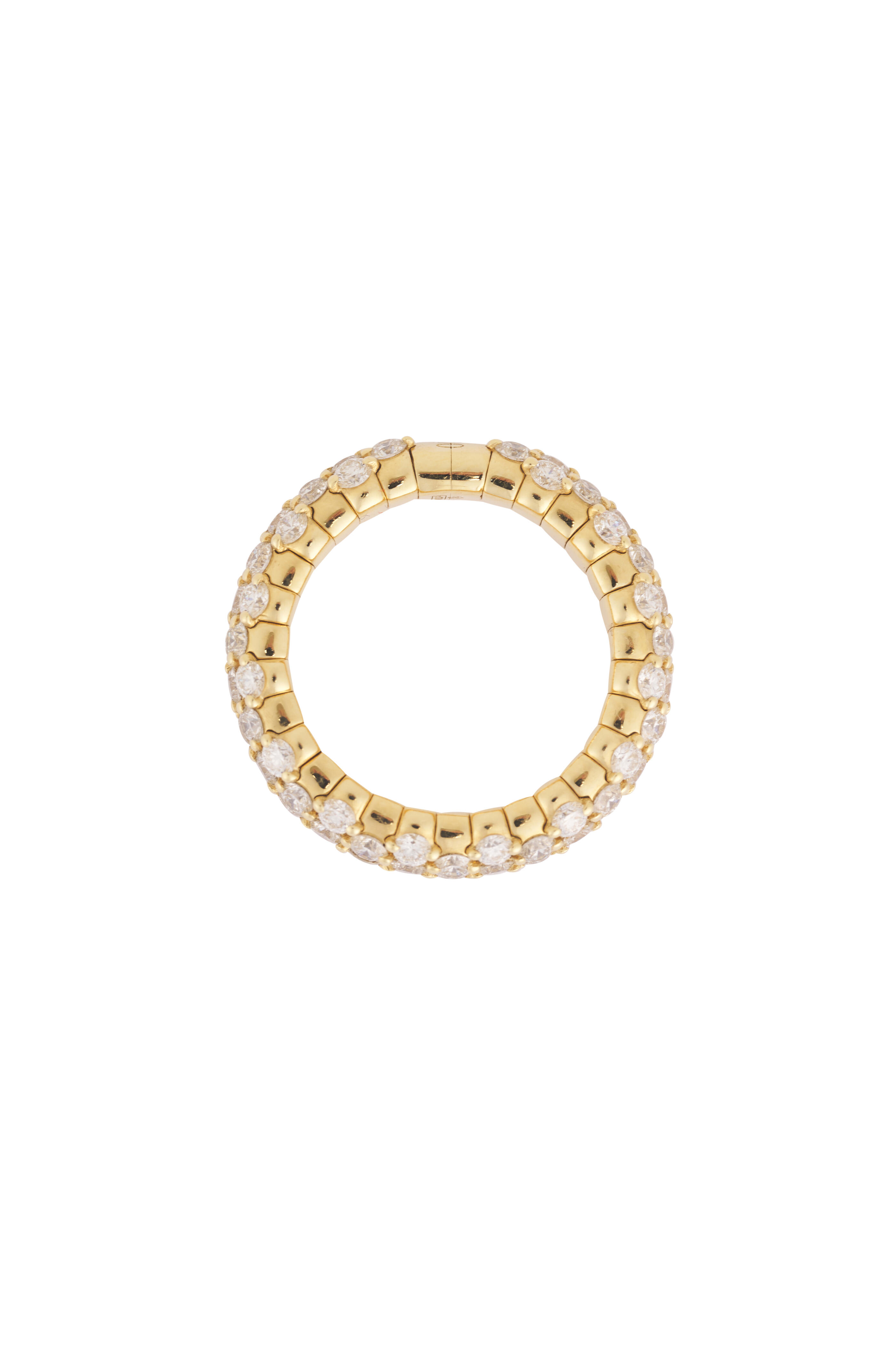 ZYDO - 18k Yellow Gold Slim Domed Diamond Stretch Ring - view 3