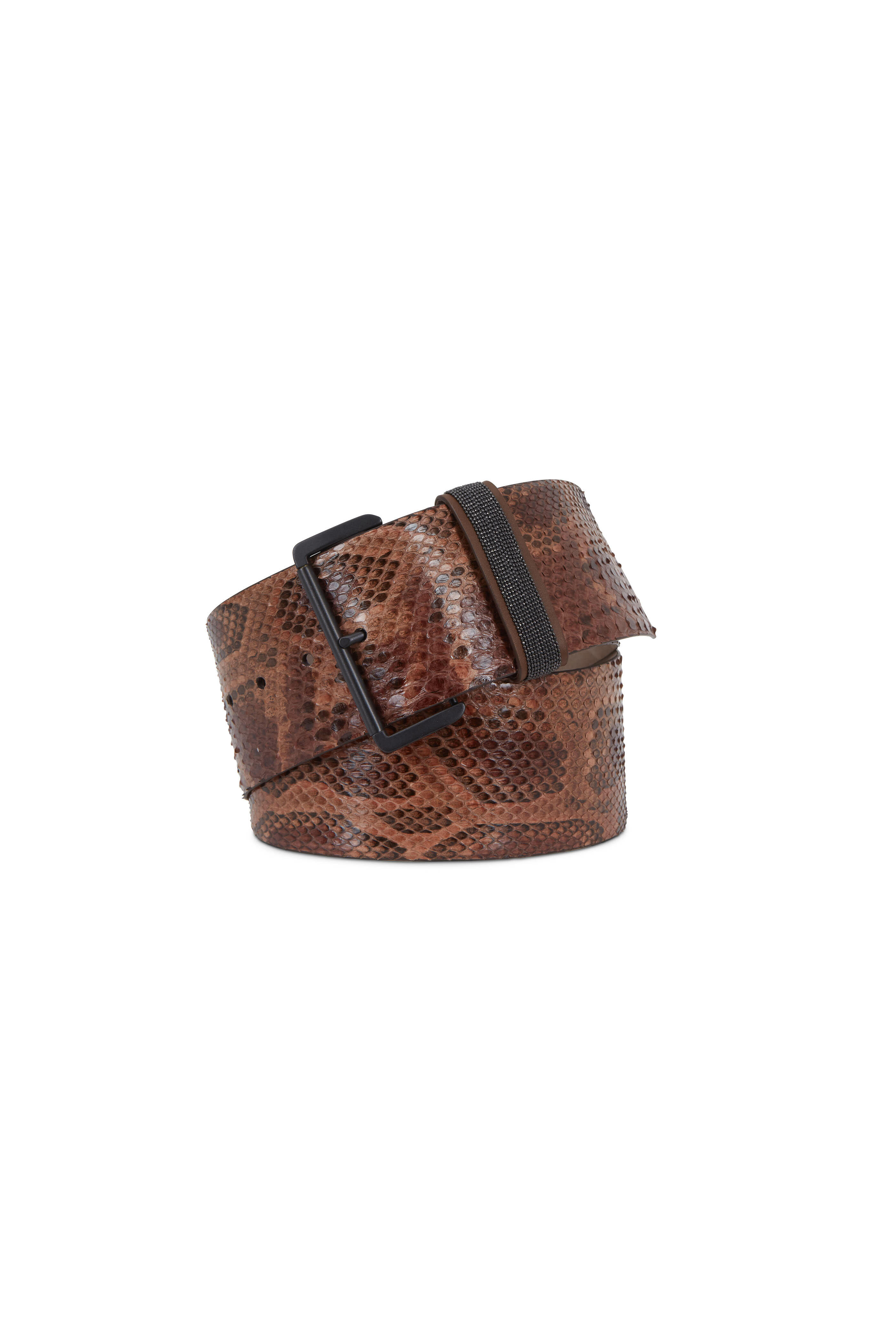 Brunello Cucinelli - Brown Caribou Python Hi-Waist Monili Belt