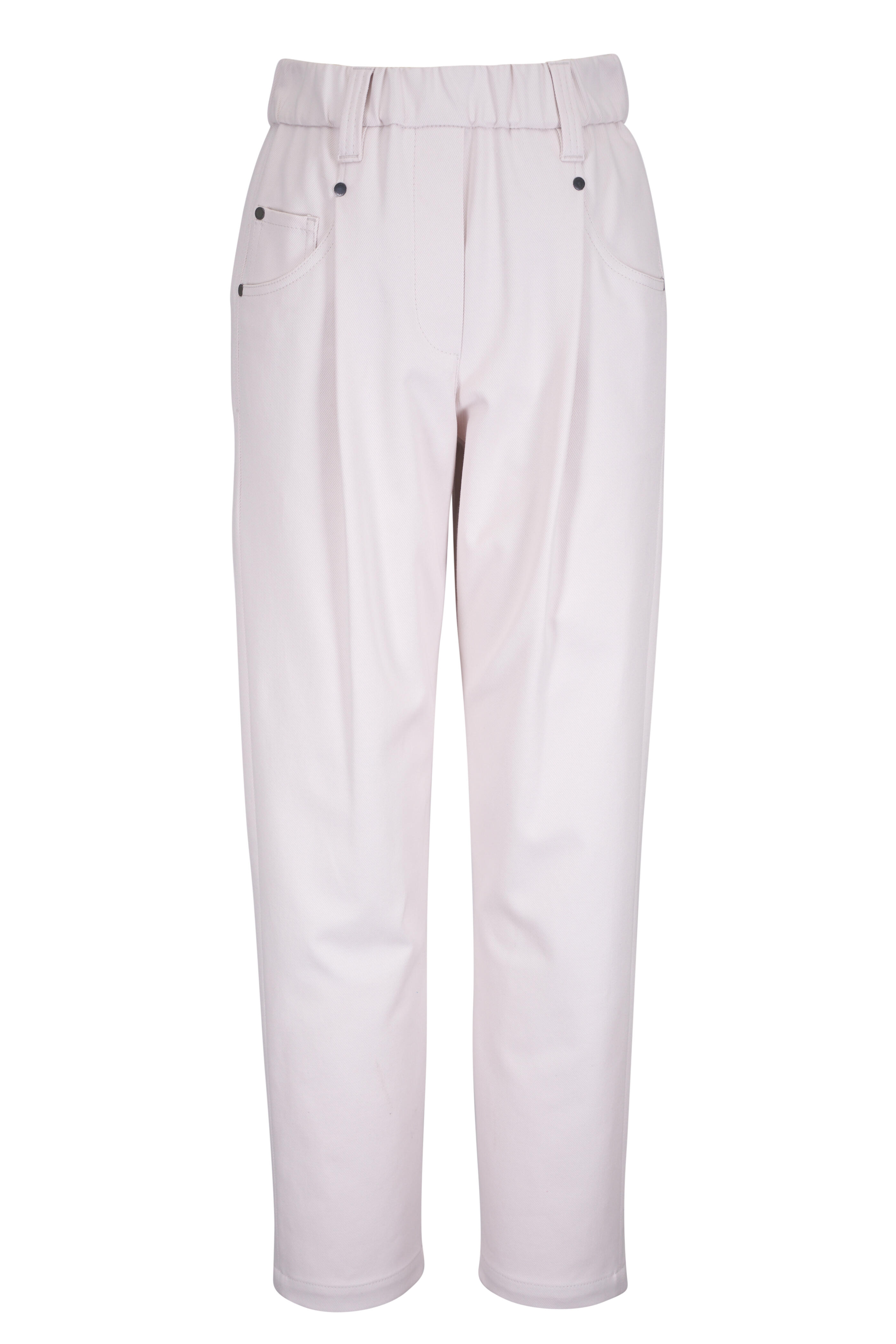 ボトムスその他 BRUNELLO CUCINELLI Cotton twill Capri trousers with necklace BRUNELLO CUCINELLI Pleated cotton-blend twill tapered pants