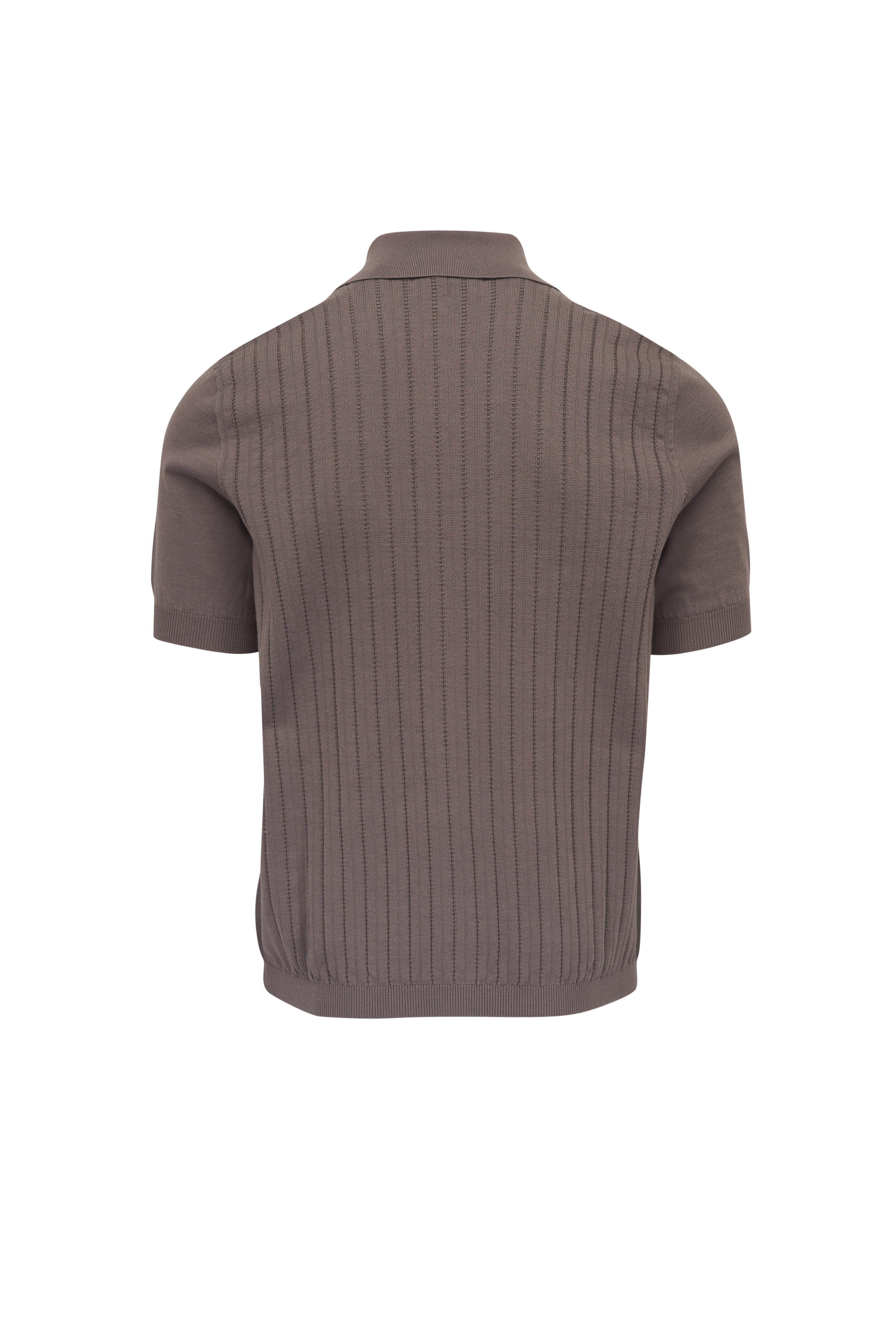 Brunello Cucinelli - Nocciola Brown Cotton Ribbed Front Button Sweater