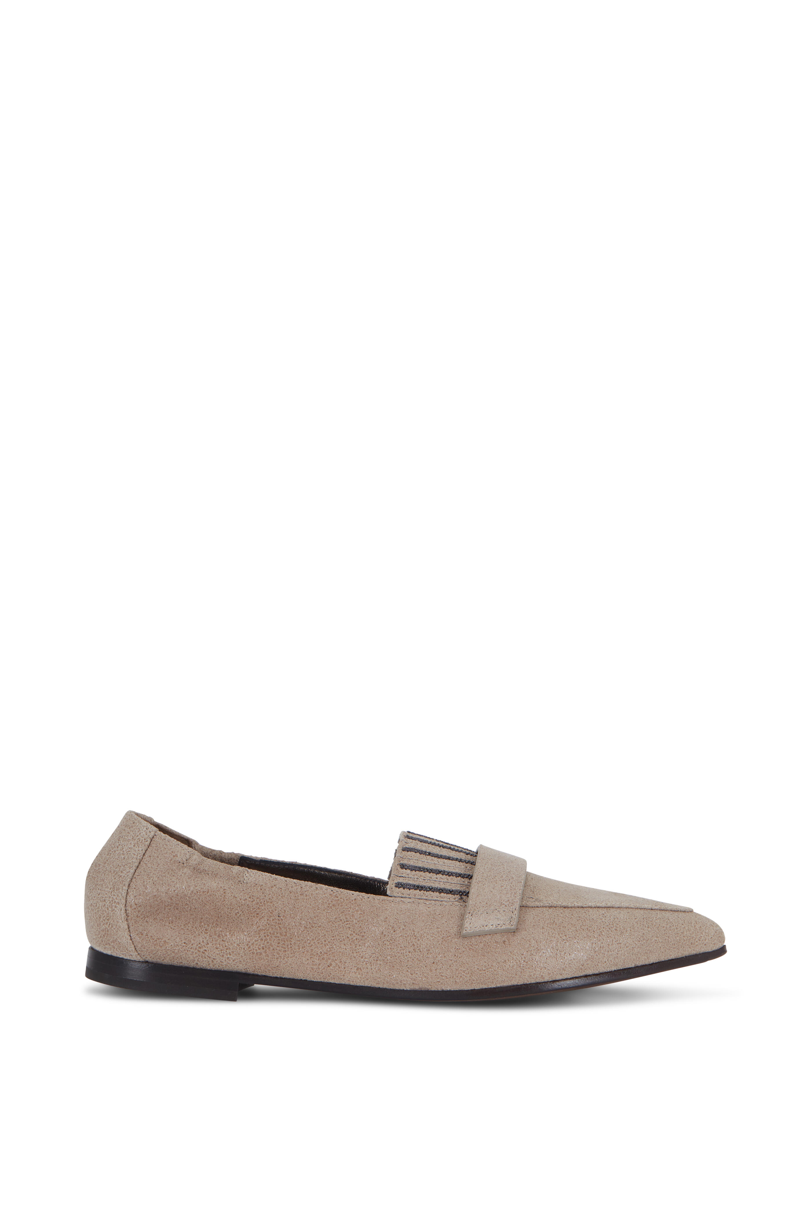 Brunello Cucinelli - Sand Suede Monili Fringe Flat