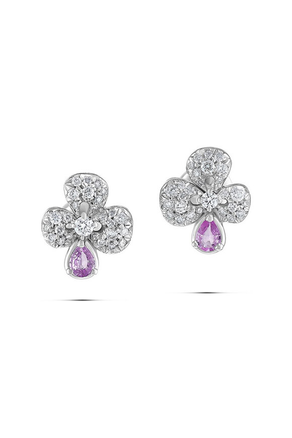 Miseno 18k White Gold Diamond & Pink Sapphire Earring