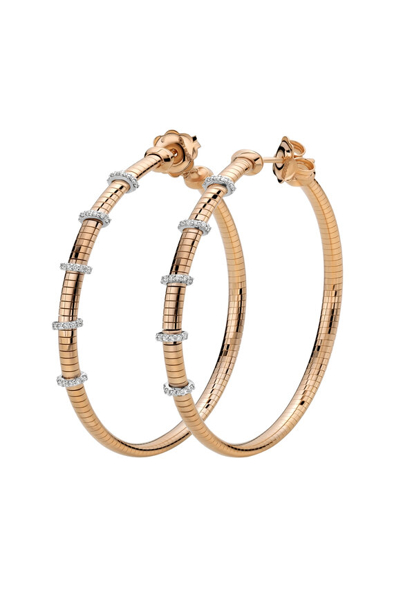 Mattia Cielo 18k Rose Gold Titanium Pave Diamond Hoop - view 1