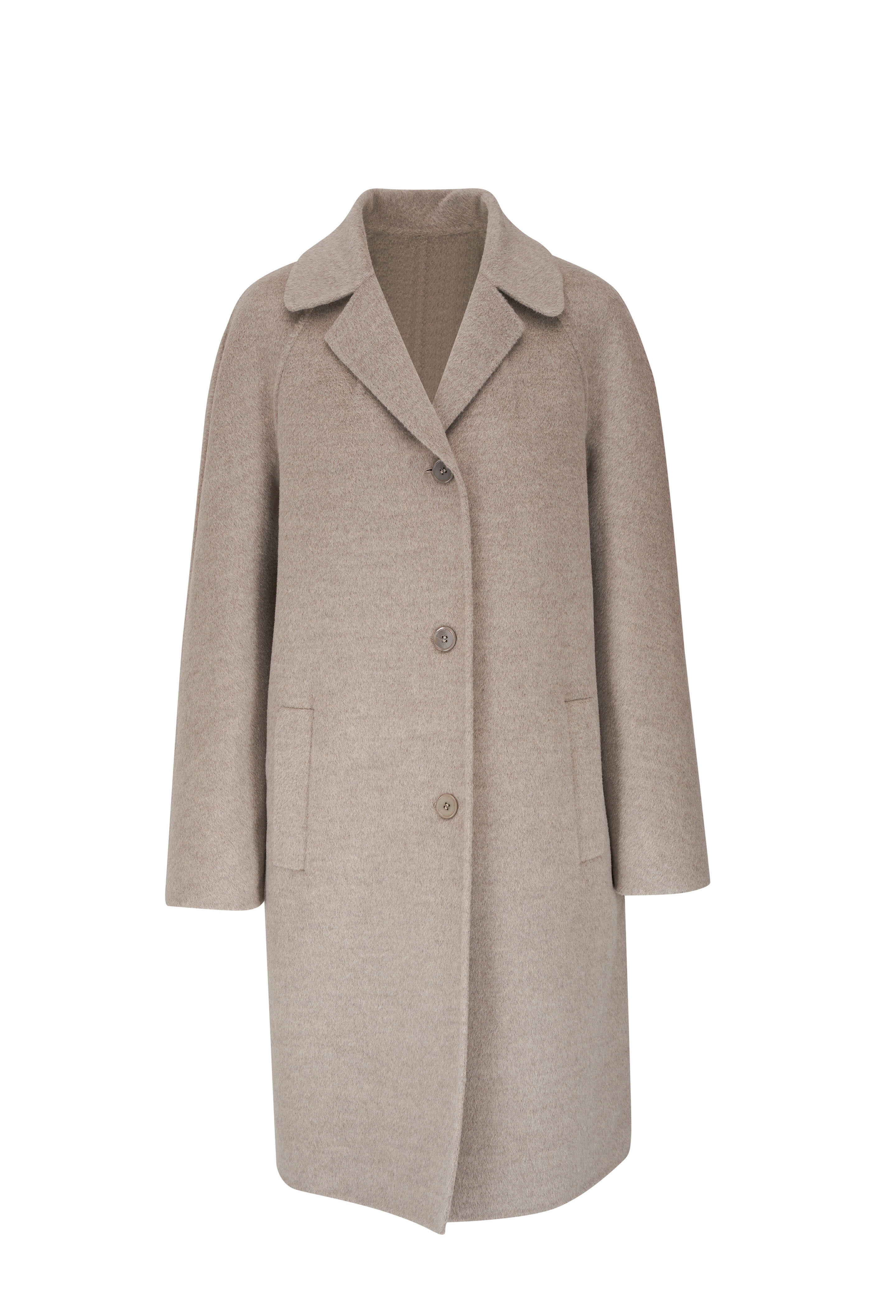 Michael Kors Collection - Balmacaan Taupe Mel Wool Blend Coat