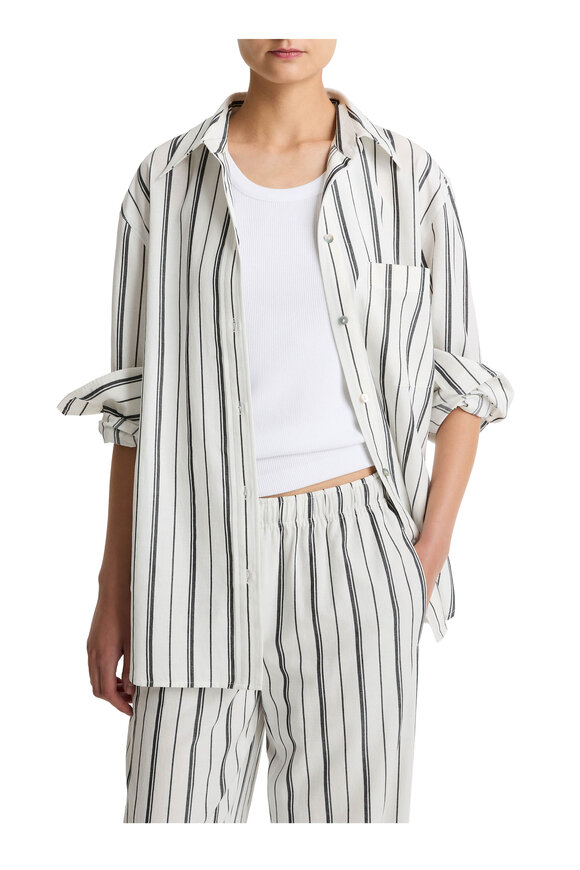 Vince Resort Stripe Oversized Button Front Shirt - view 2