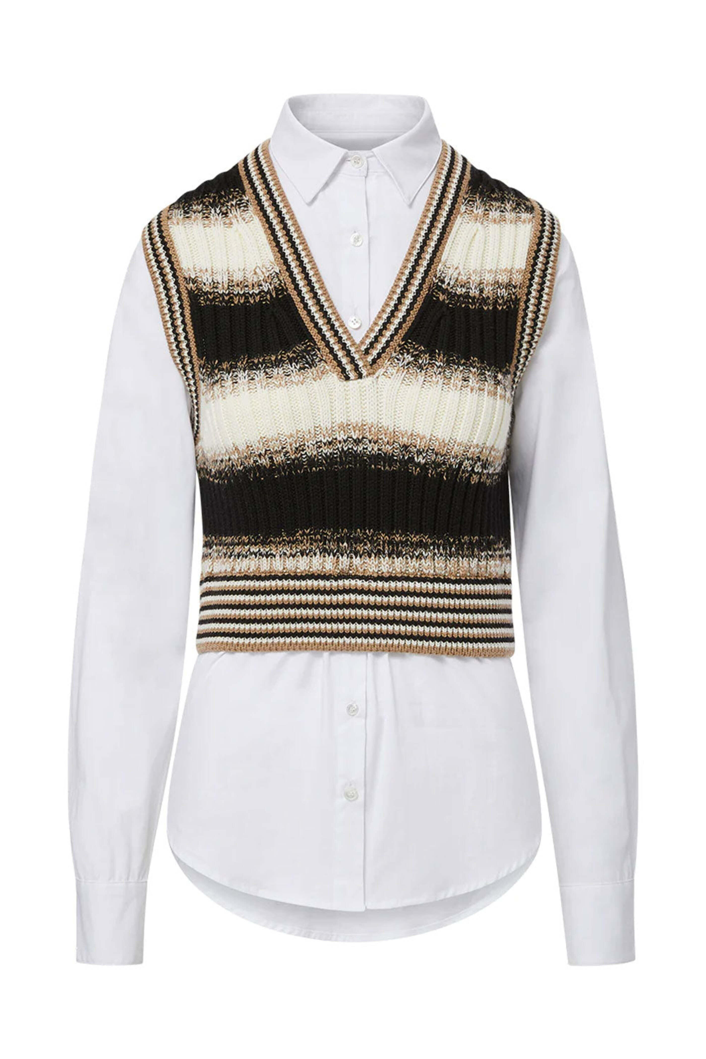 Veronica Beard - Black Mixed Knit Spear Top