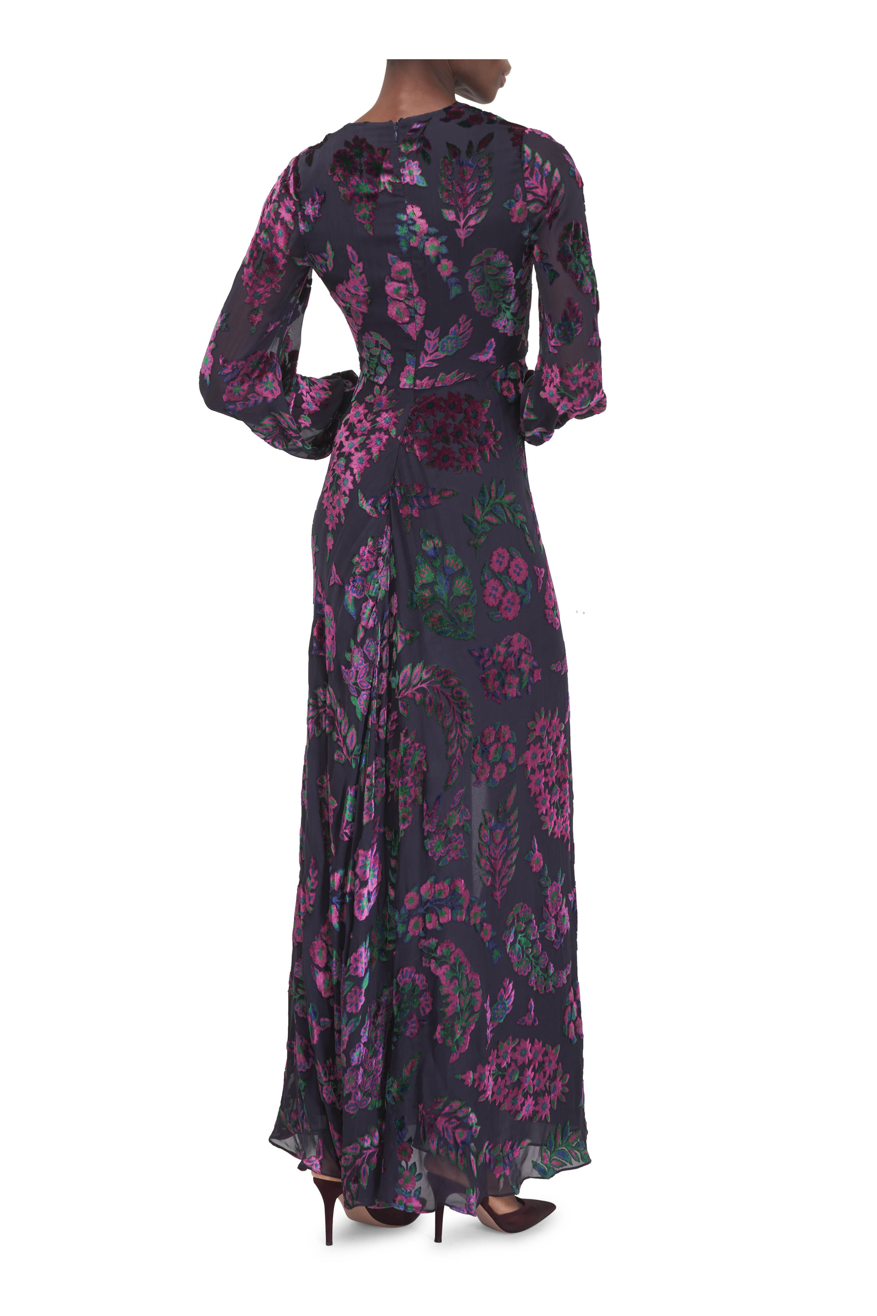 Etro - Navy Multicolor Devore Velvet Gown