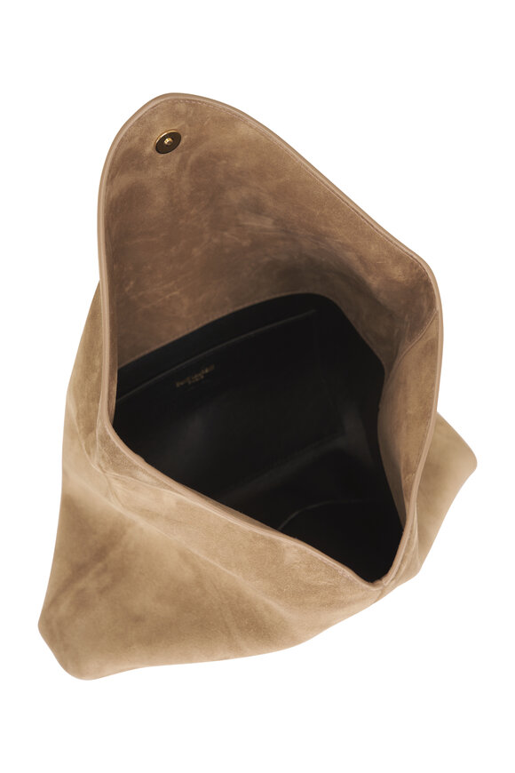 Saint Laurent Large Cassandre Cumin Suede Envelope Pouch - view 4