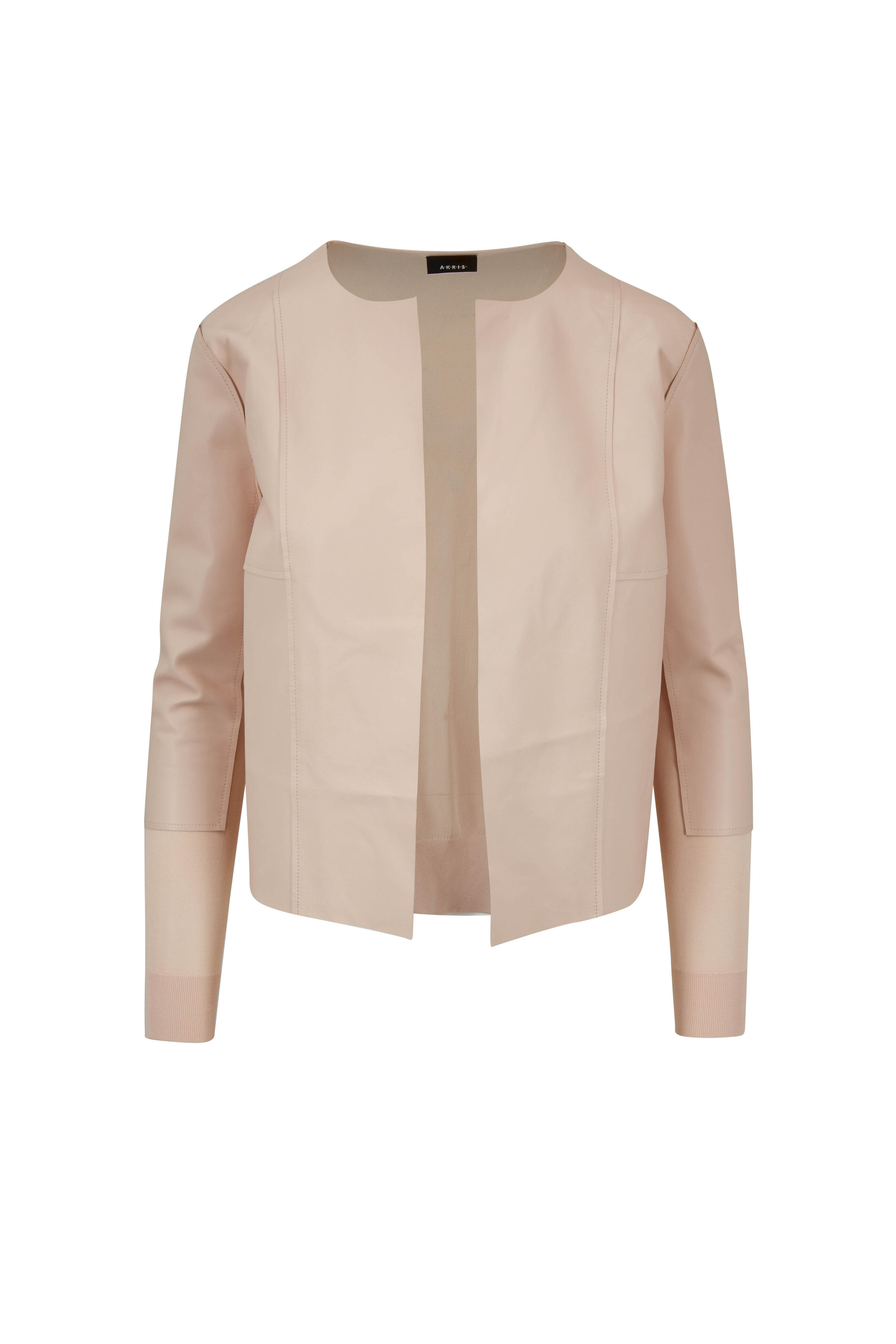 Akris - Moonstone Leather Front & Sheer Back Jacket