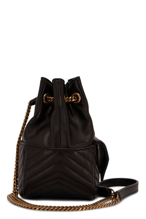 Saint Laurent - Mini Joe Black Quilted Monogram Bucket Bag