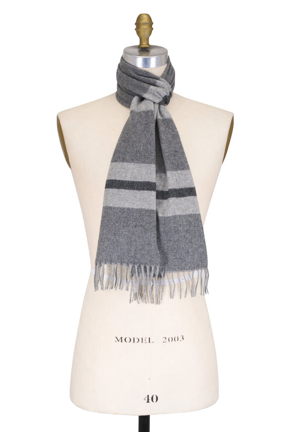 Chelsey Imports Gray Stripe Cashmere Scarf