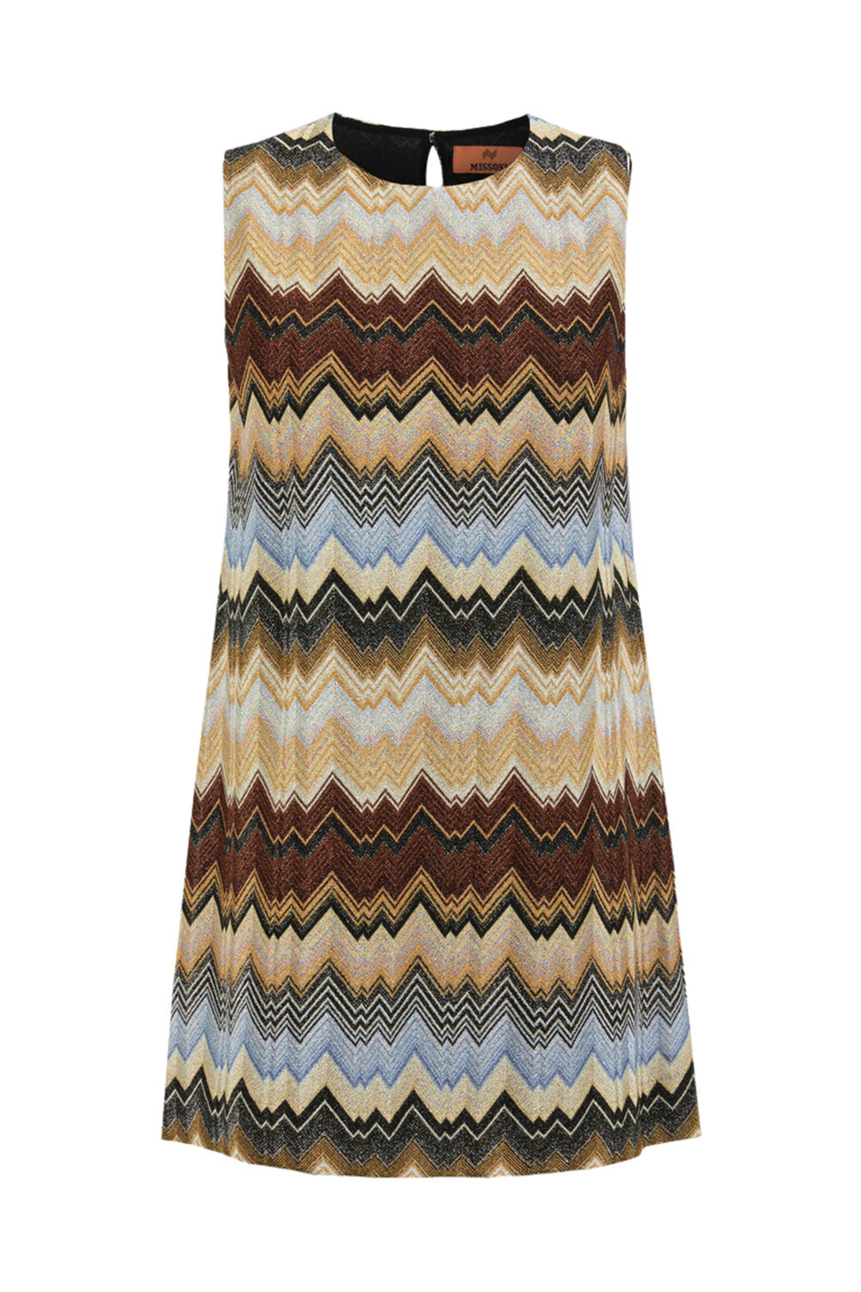 Missoni - Brown Multicolor Zig Zag Sleeveless Mini Dress