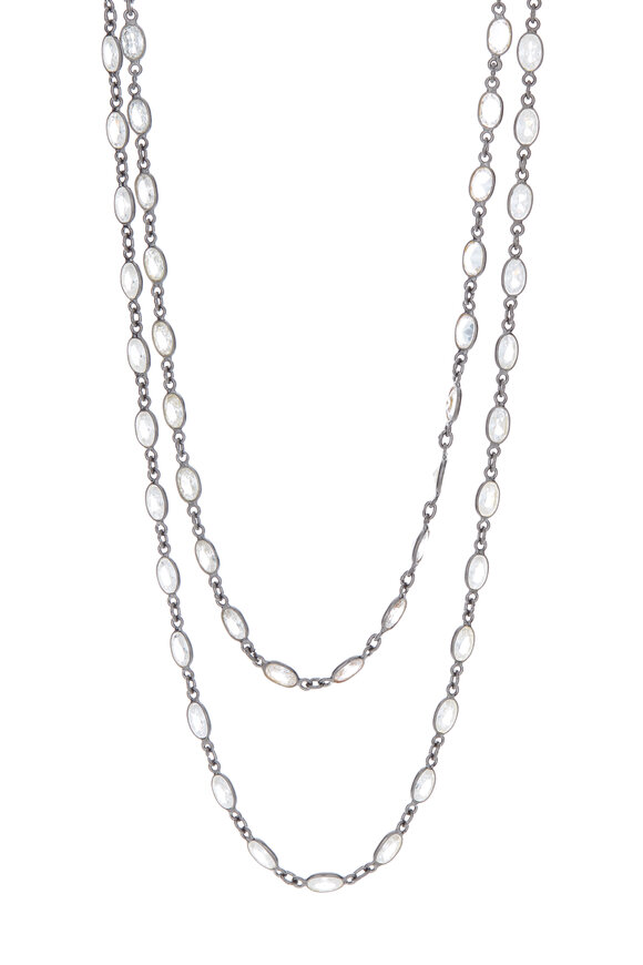 Loriann - Small Oval Crystal Chain Necklace 
