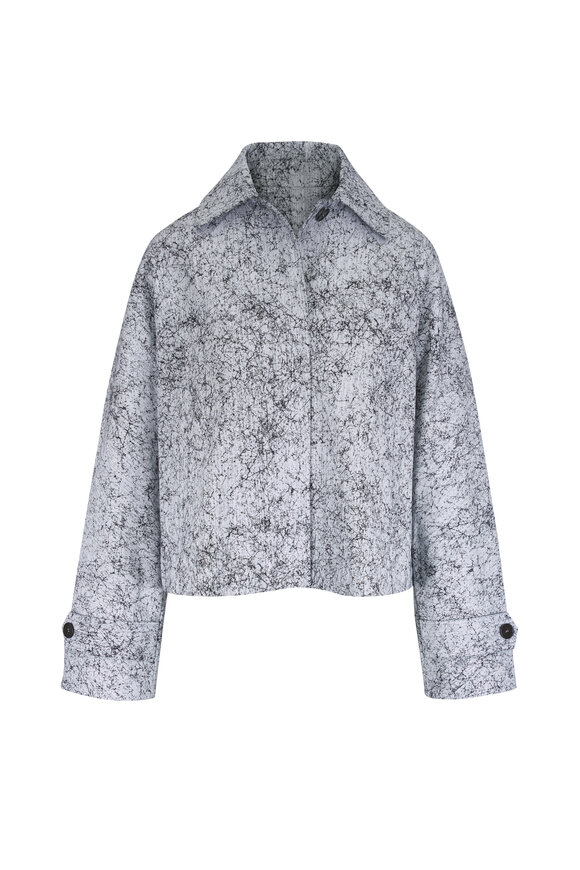 Michael Kors Collection Black & White Cracked Print Balmacaan Jacket - view 1