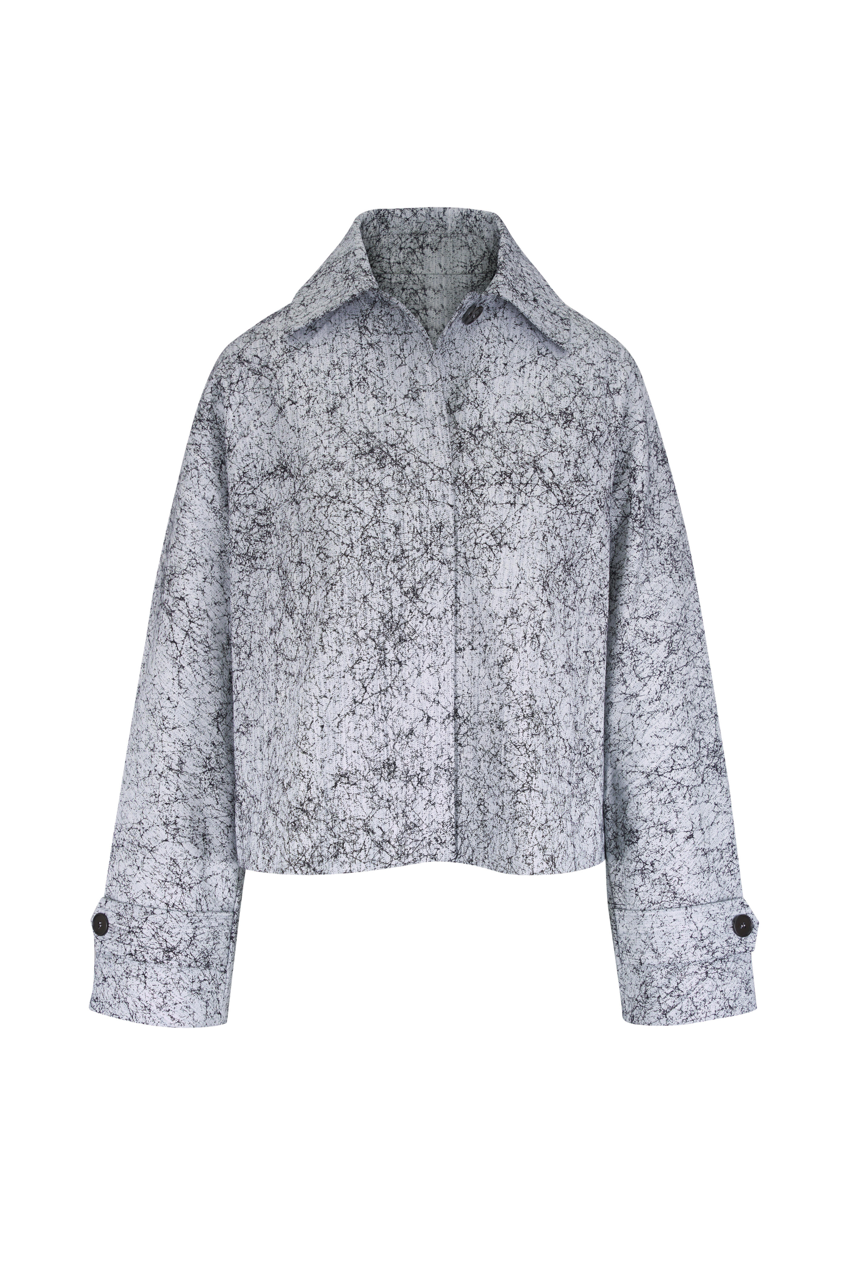 Michael Kors Collection - Black & White Cracked Print Balmacaan Jacket - view 1