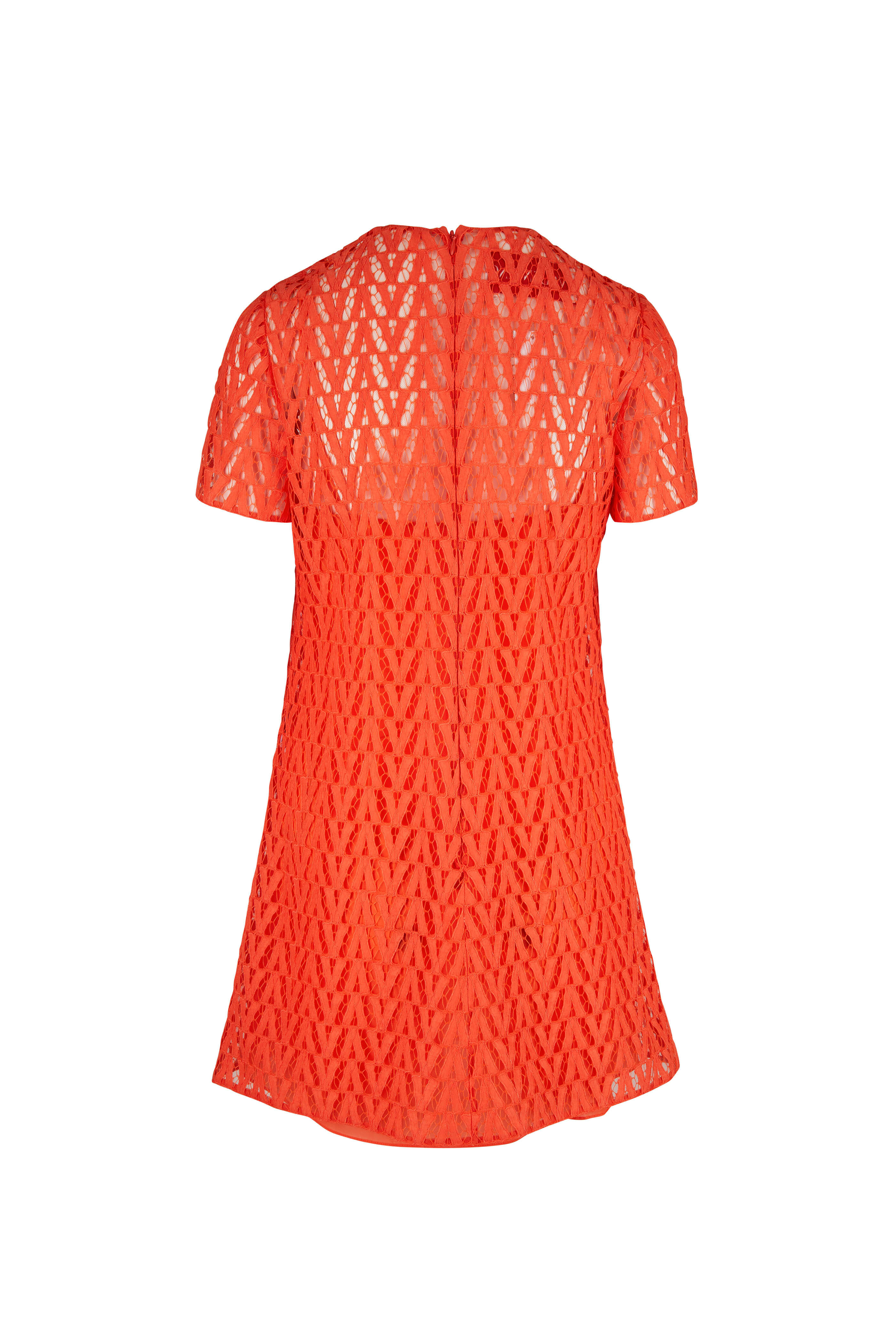 Valentino - Orange V Lace Short Sleeve Dress | Mitchell Stores