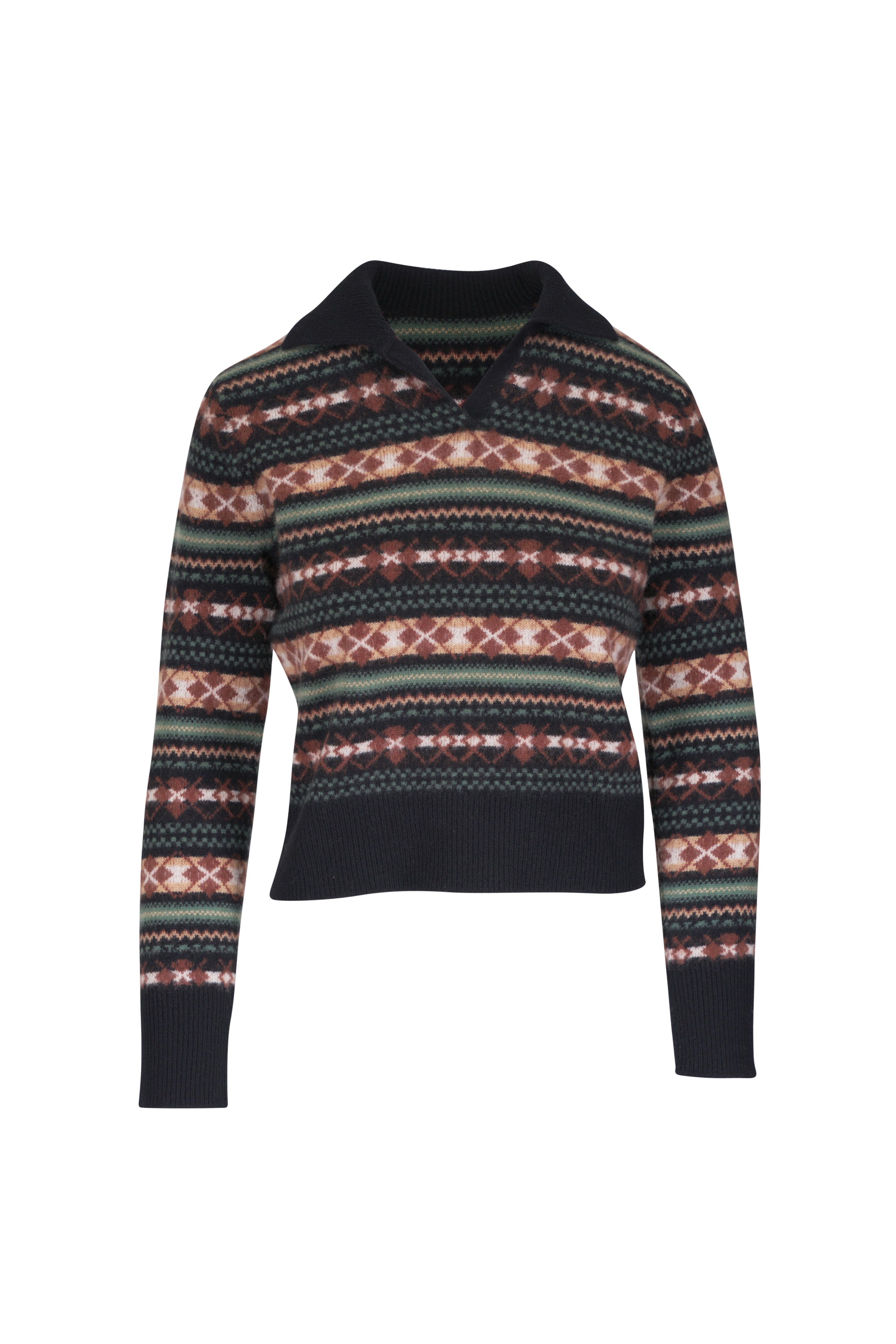 Vince - Cacao & Malachite Combo Fair Isle Sweater