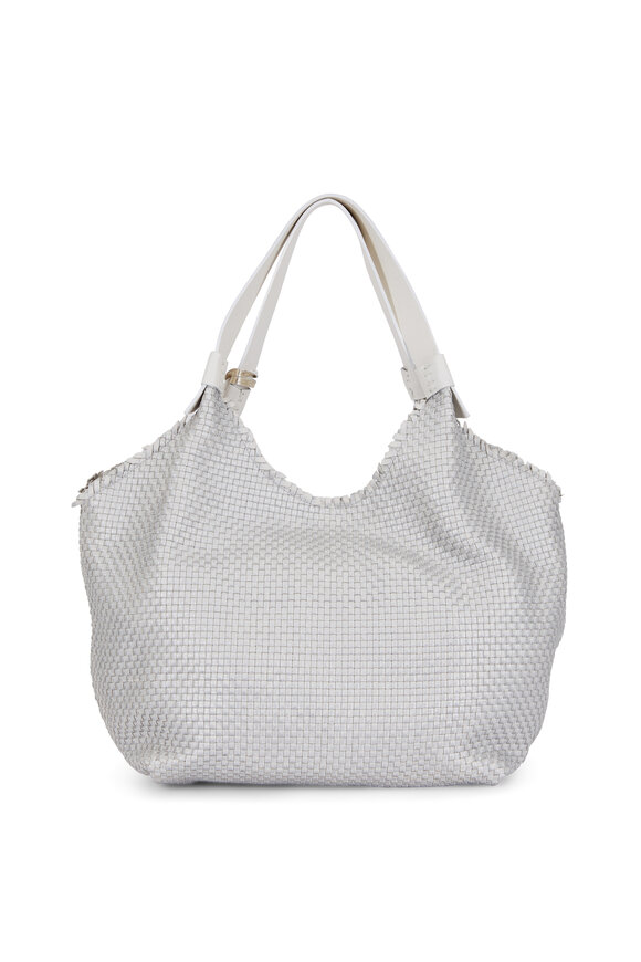 Henry Beguelin - Ardesia White Woven Leather Large Hobo Bag