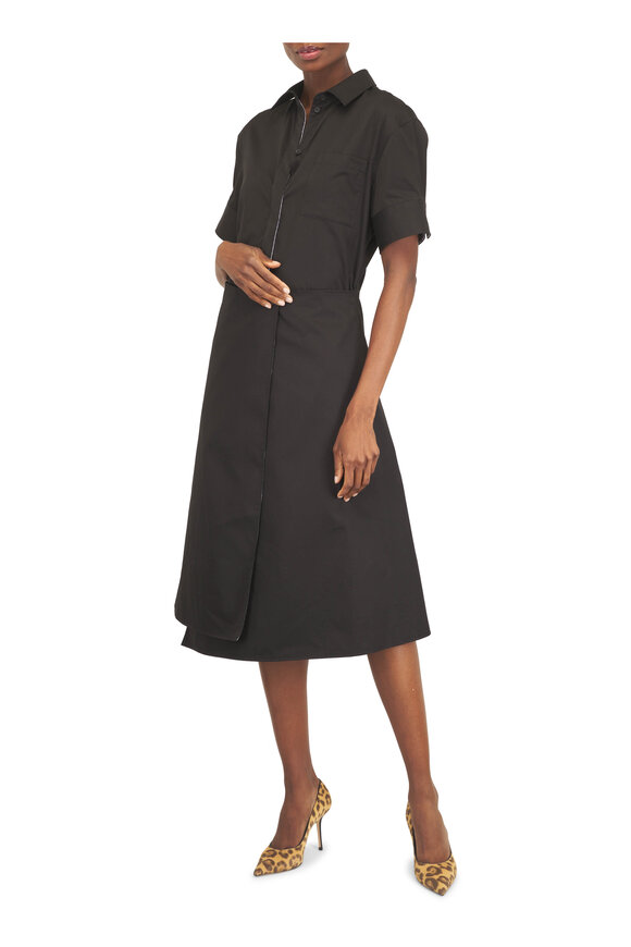 Loewe Black Cotton & Silk Wrap Style Dress - view 2