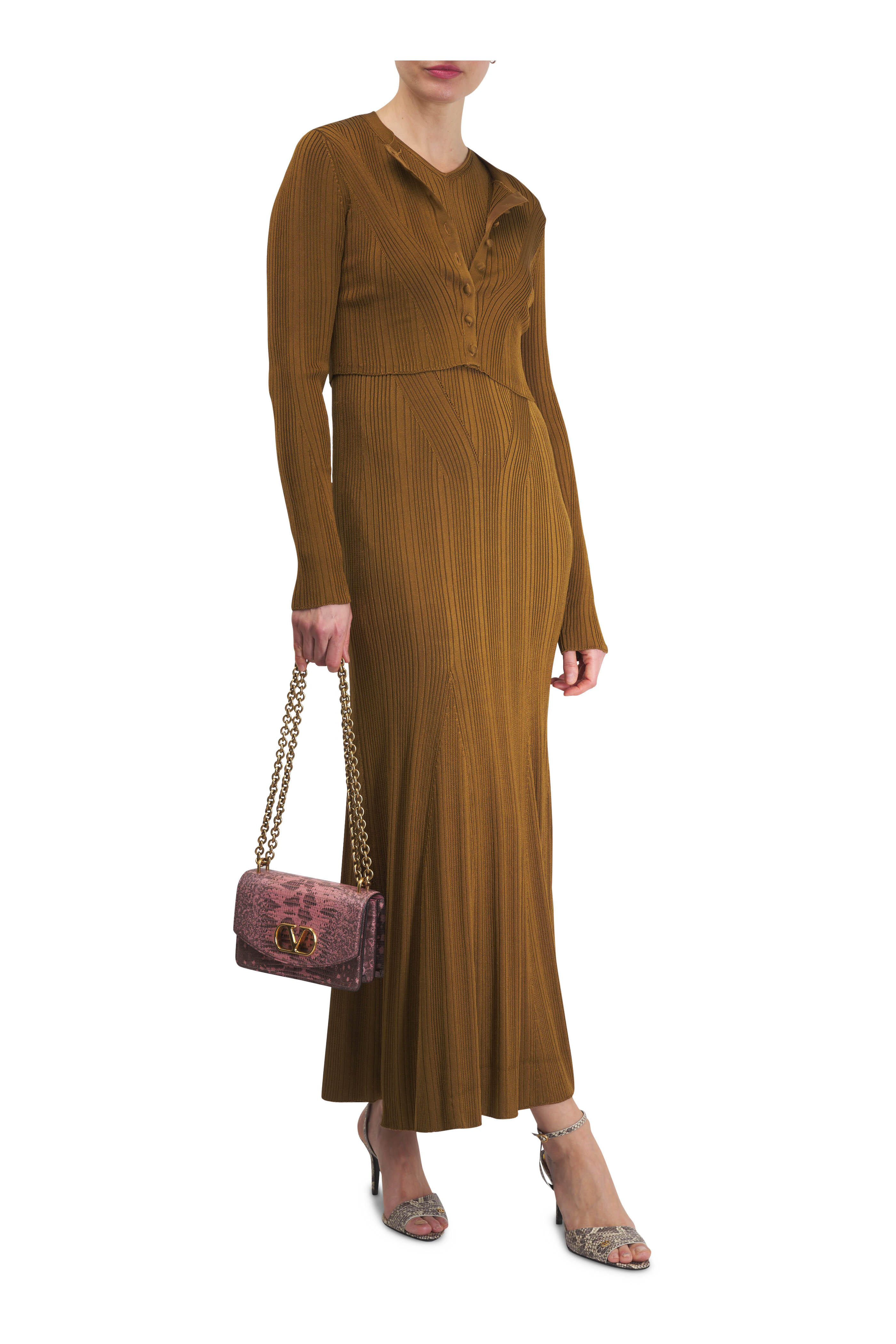 Adam Lippes - Vivian Bronze Ribbed Maxi Dress