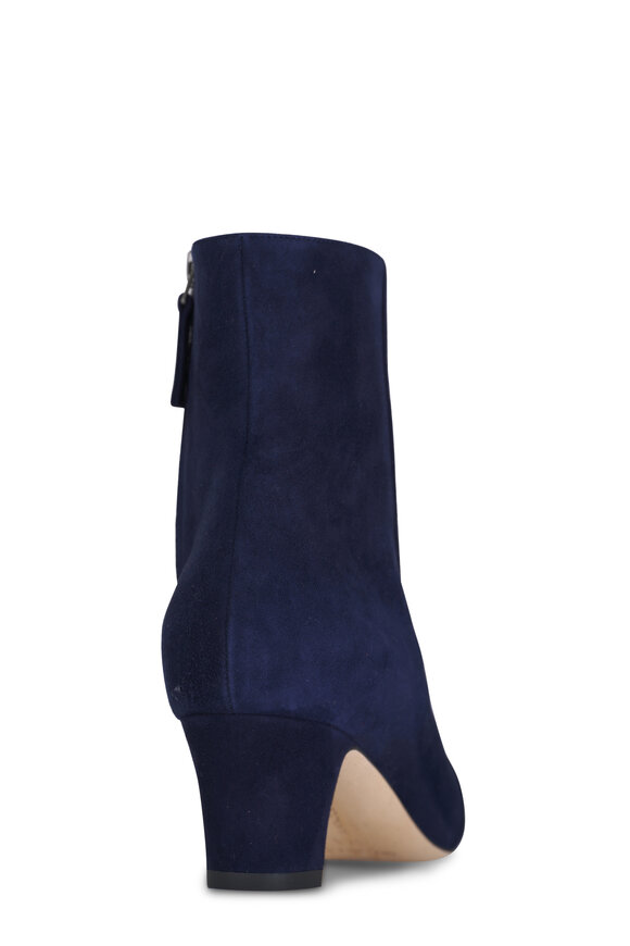 Manolo Blahnik - Myconia Navy Suede Zip Ankle Boot, 50mm  