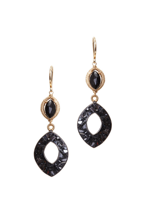 Dana Kellin - Yellow Gold Black Garnet Diamond Earrings