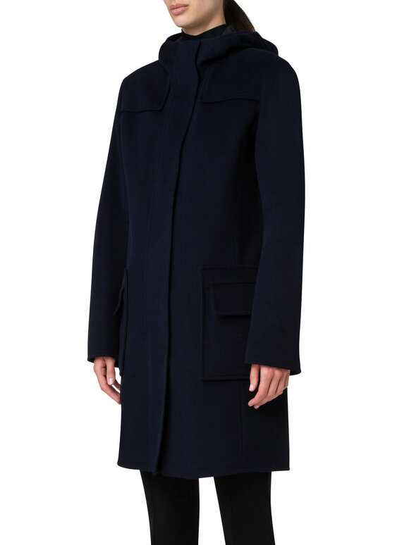 Akris Punto - Navy Wool Hooded Coat