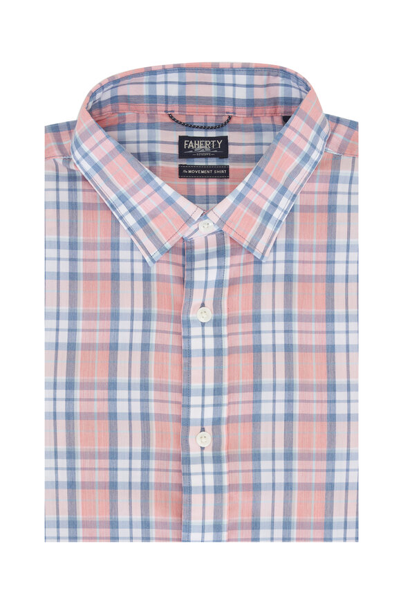 Faherty Brand Movement™ Coral Plaid Sport Shirt 