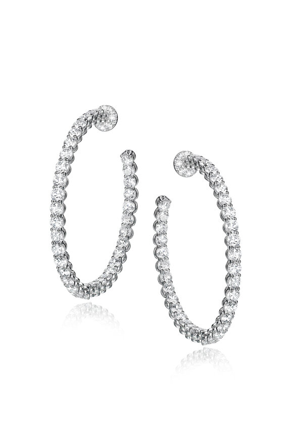 Nam Cho 18k White Gold Diamond Hoop Earrings