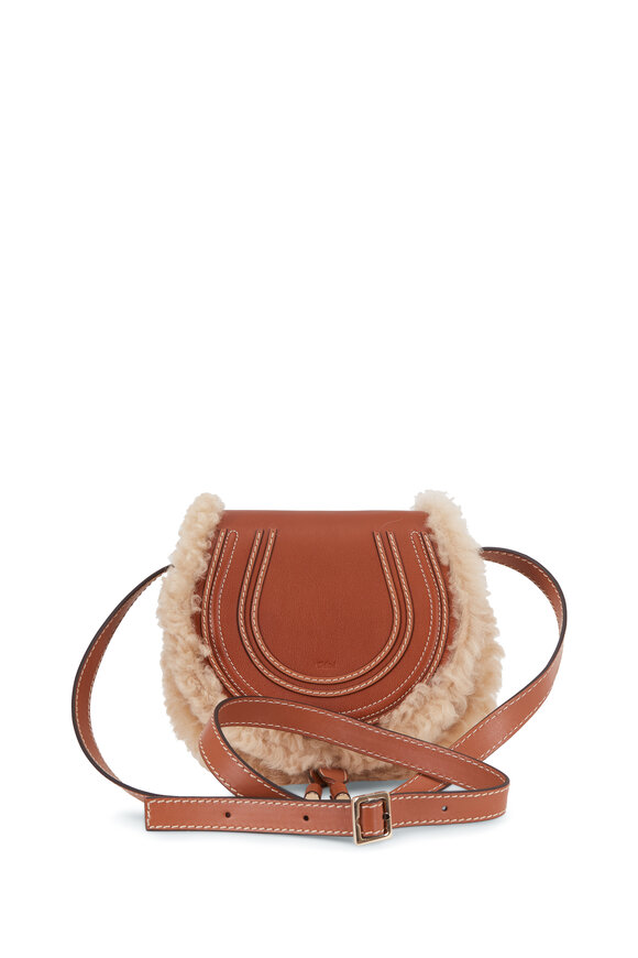 Chloé Marcie Caramel Leather & Shearling Mini Crossbody