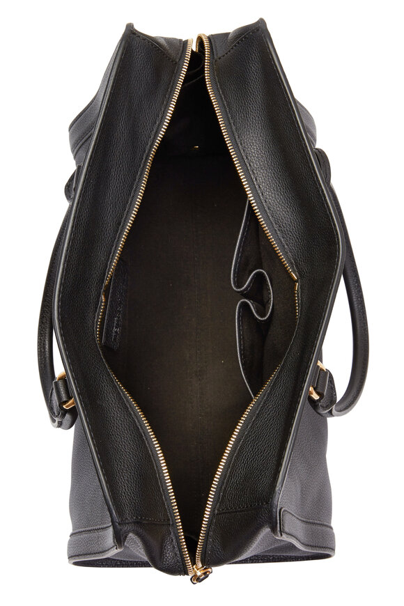 McQueen - Padlock Black Leather Medium Satchel