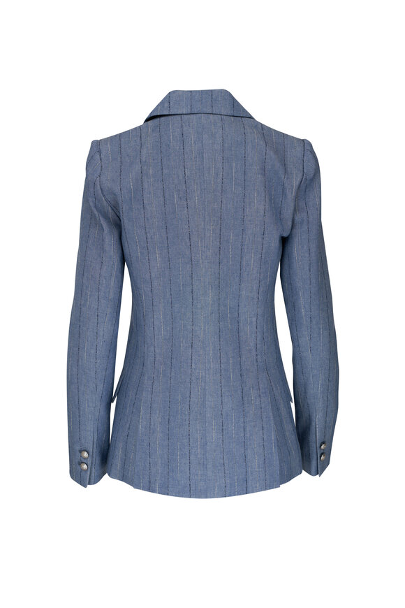 L'Agence - Chamberlain Slate Blue Pinstriped Blazer