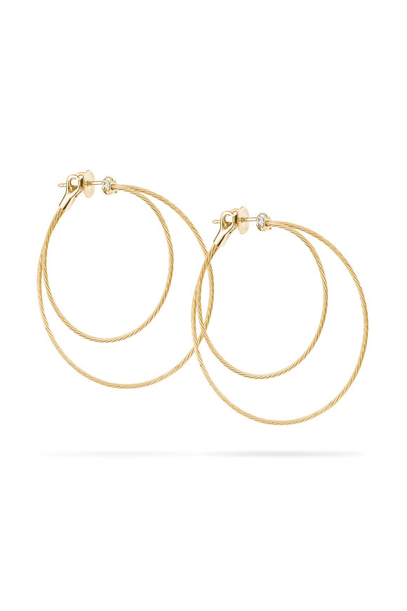 Paul Morelli 18k Yellow Gold Diamond Double Wire Hoop - view 1