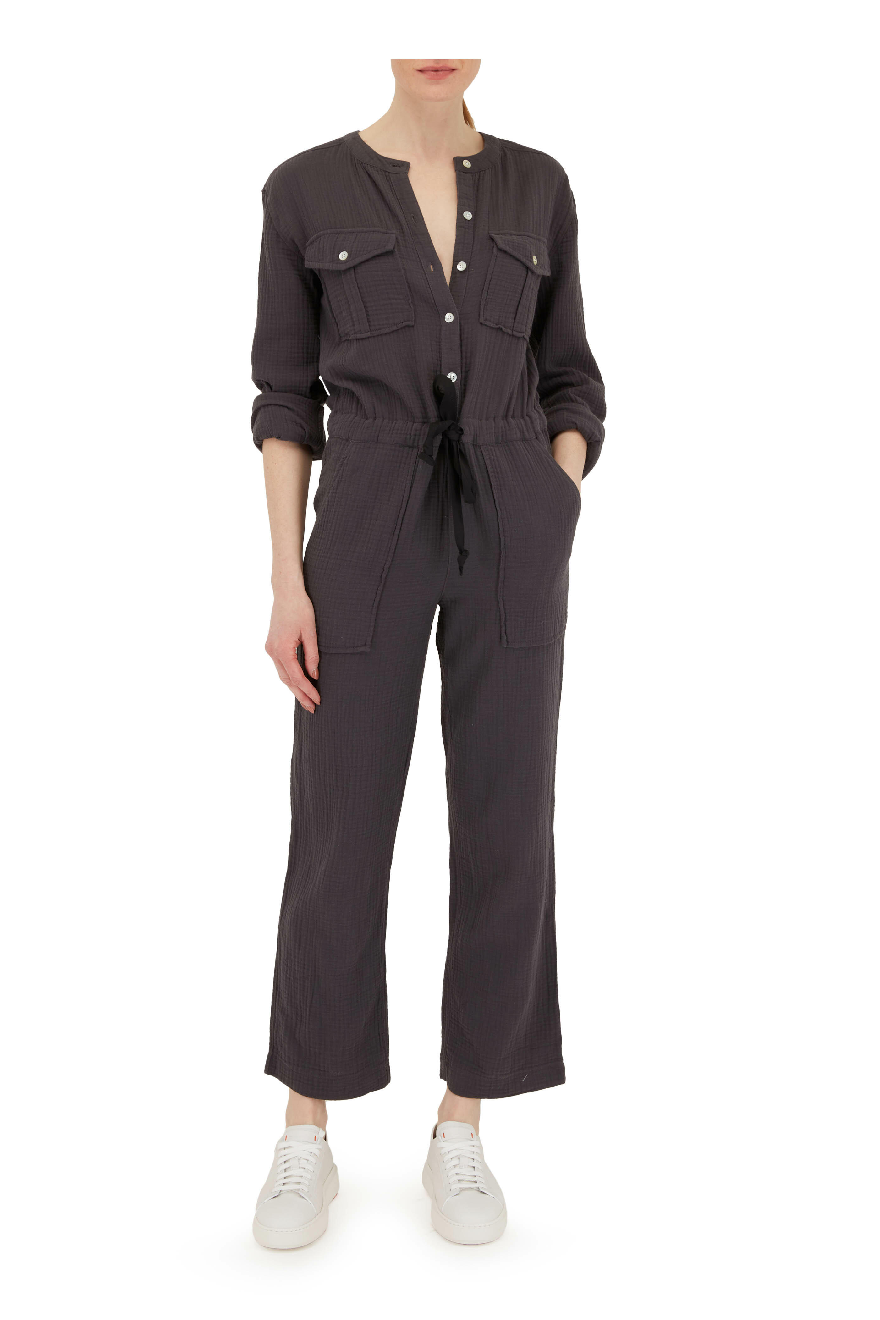 Faherty Brand - Dream Washed Black Cotton Guaze Jumpsuit