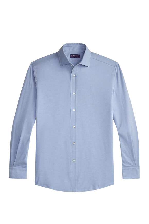 Ralph Lauren Purple Label Blue Stretch Cotton Dress Shirt - view 6