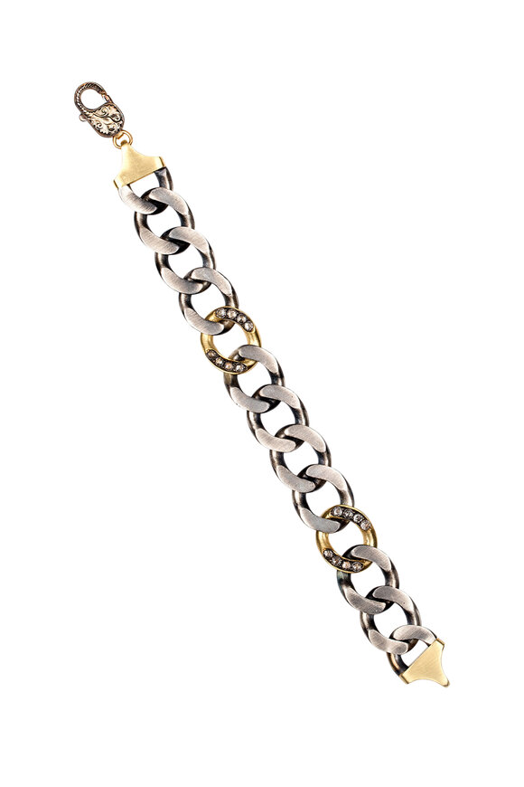 Sylva & Cie 18K Gold & Silver Gray Diamond Link Bracelet