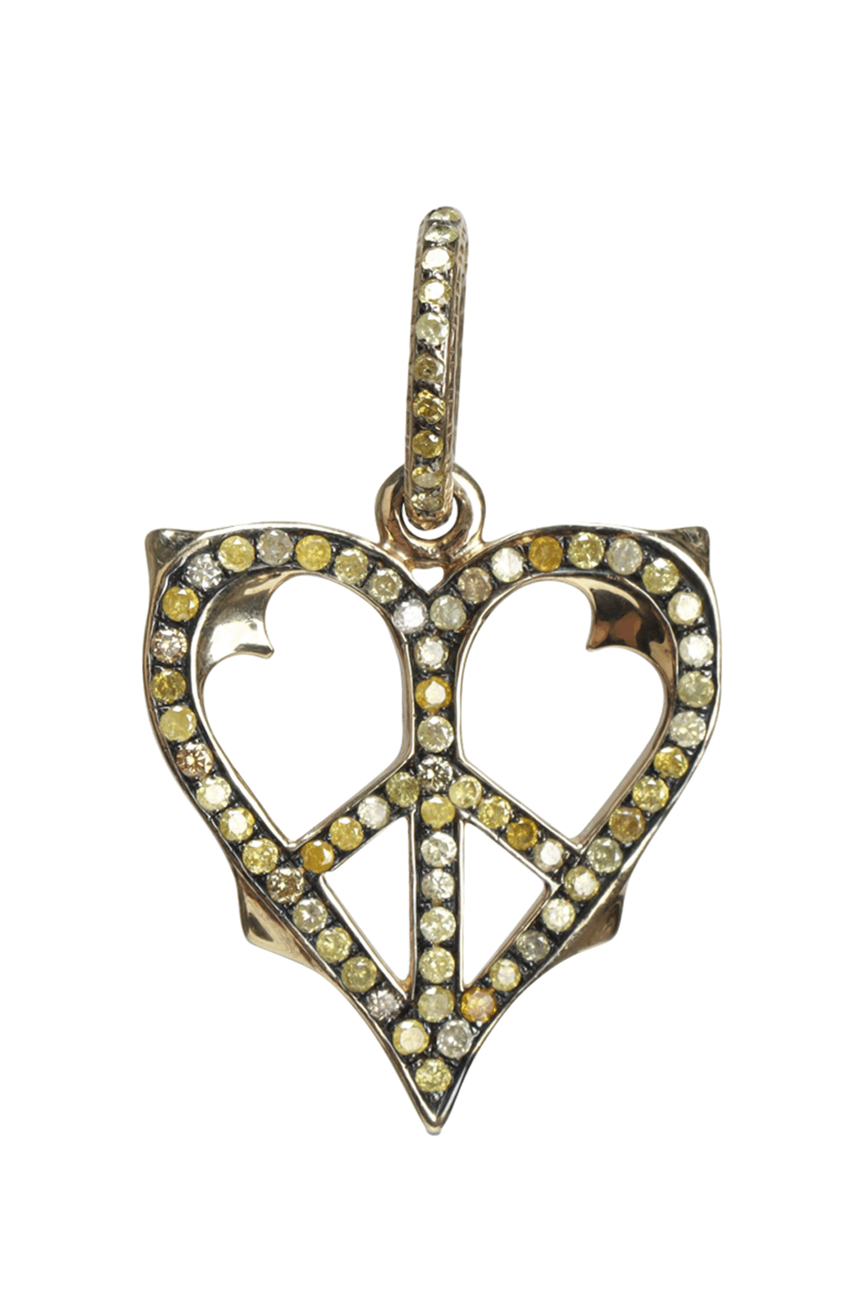 Loree Rodkin - Multi Diamond Peace Sign Heart Pendant