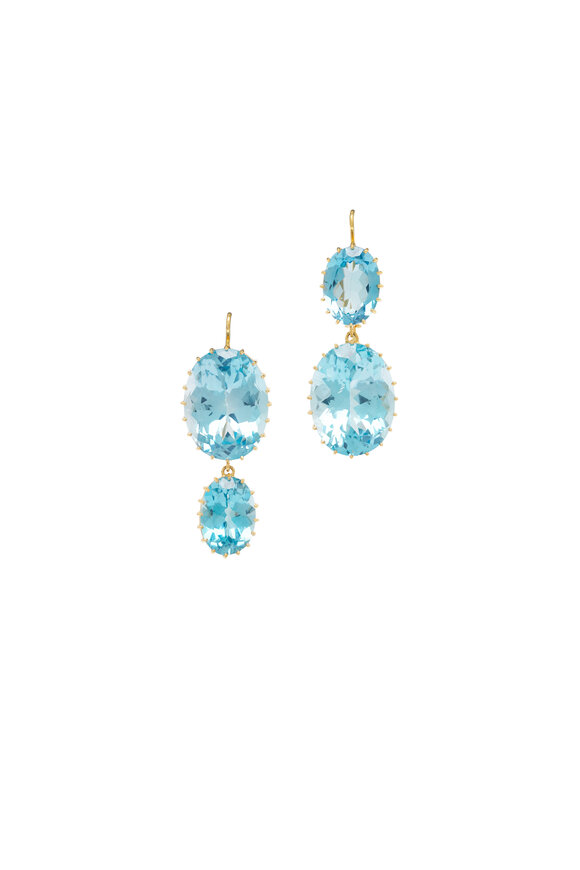 Renee Lewis 18k Yellow Gold Blue Topaz Drop Earring