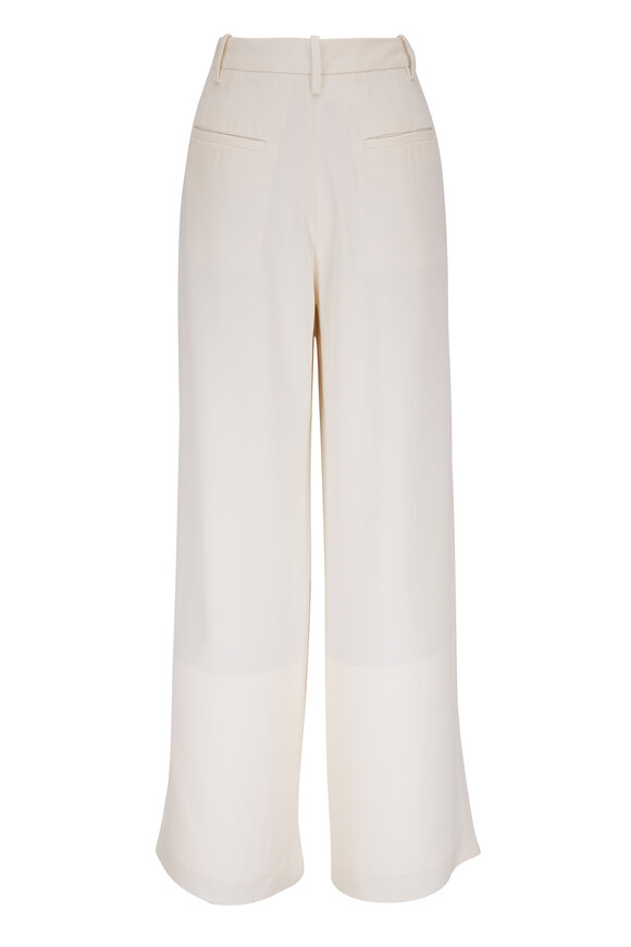 CO Collection - Ivory Pleated Wool Crepe Wide Leg Pant