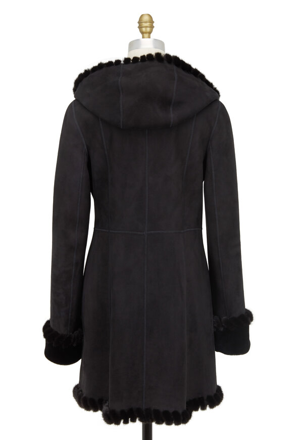 Viktoria Stass - Black Shearling & Mink Fur Hooded Coat