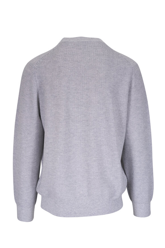 Vince - Heather Gray Geo-Jacquard Crewneck Sweater