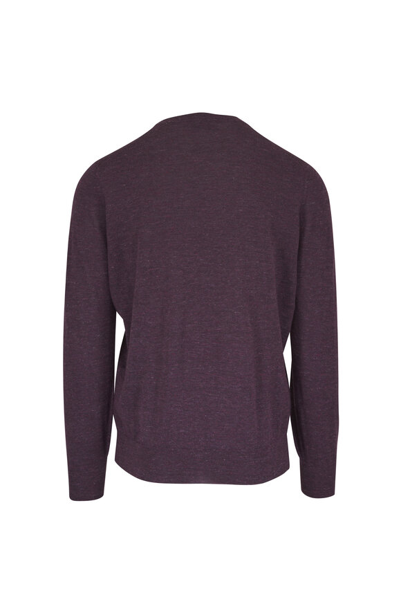 Brunello Cucinelli Purple Cashmere, Silk & Linen Crewneck Sweater - view 2