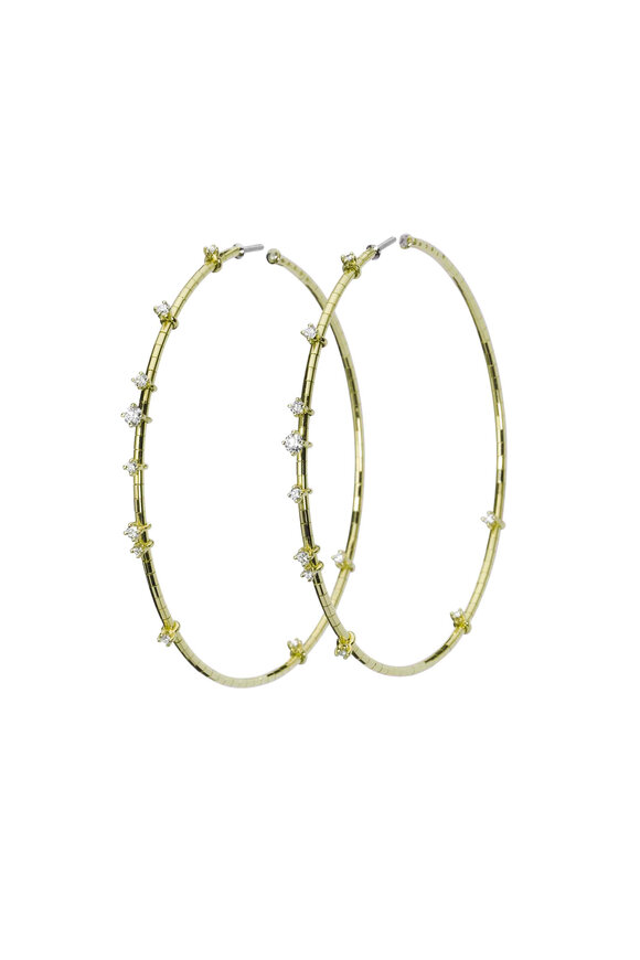 Mattia Cielo Rugiada Collection Diamond Yellow Gold Hoops