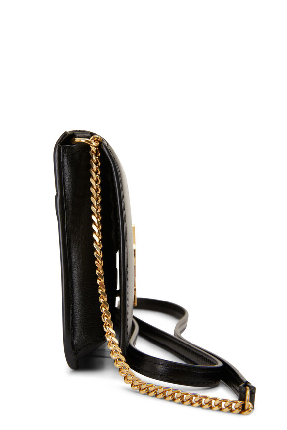 Saint Laurent - Cassandre Black Smooth Leather Phone Holder