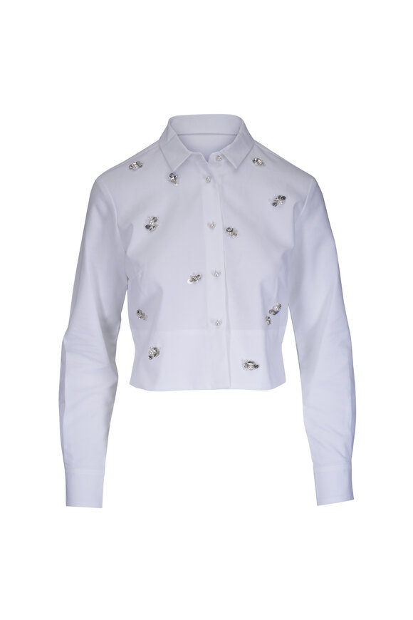 Odeeh White Cotton Piqué Embellished Blouse - view 1
