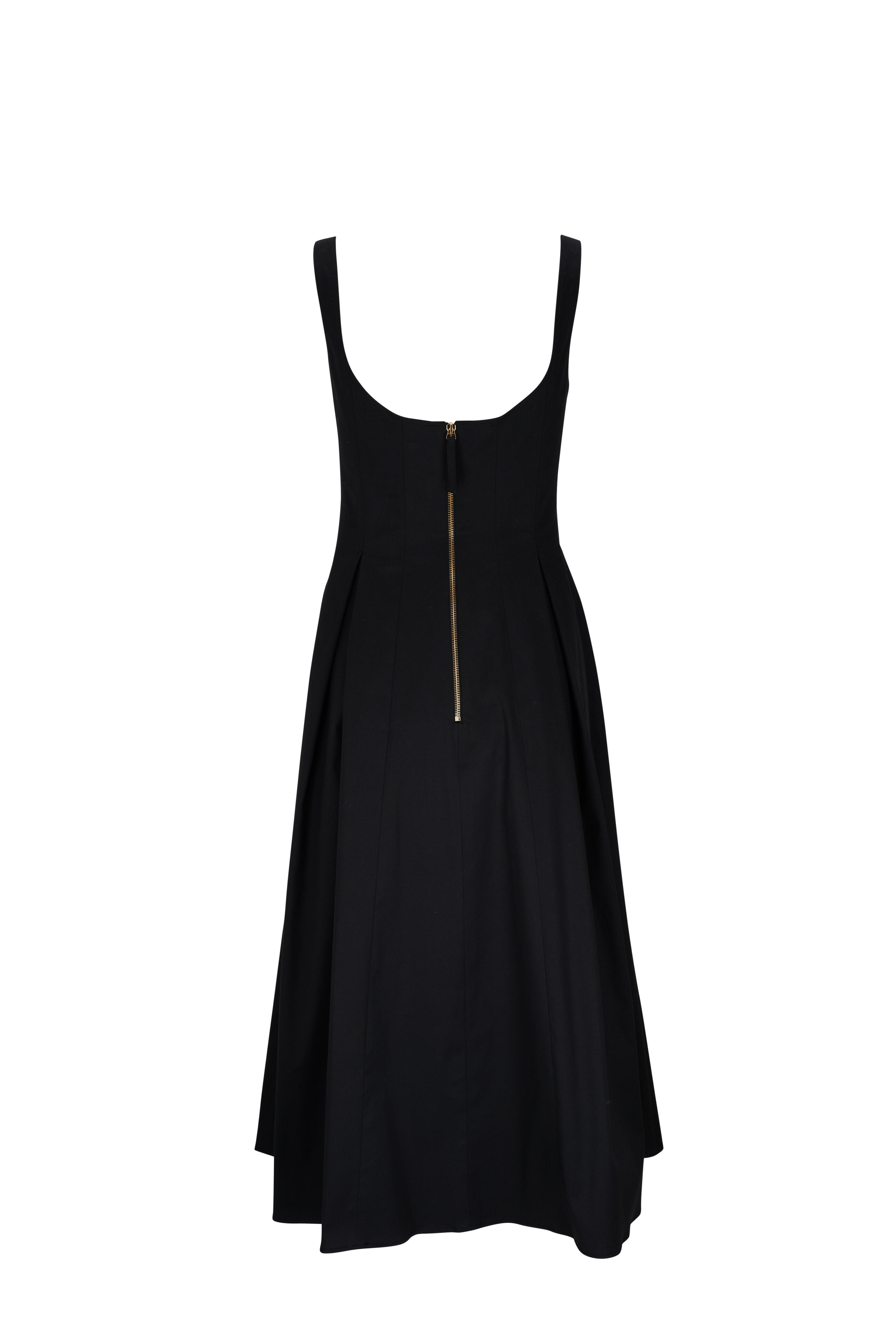 メゾンドドルチェ　cheri tops/black Carolina Herrera - Black Stretch Cotton Scoop Neck Midi Dress
